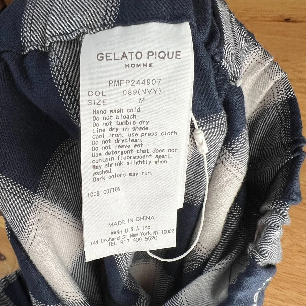 Gelato Pique Homme Pants Mens M Plaid Blue Sweatpants Loungewear Relax Sleepwear